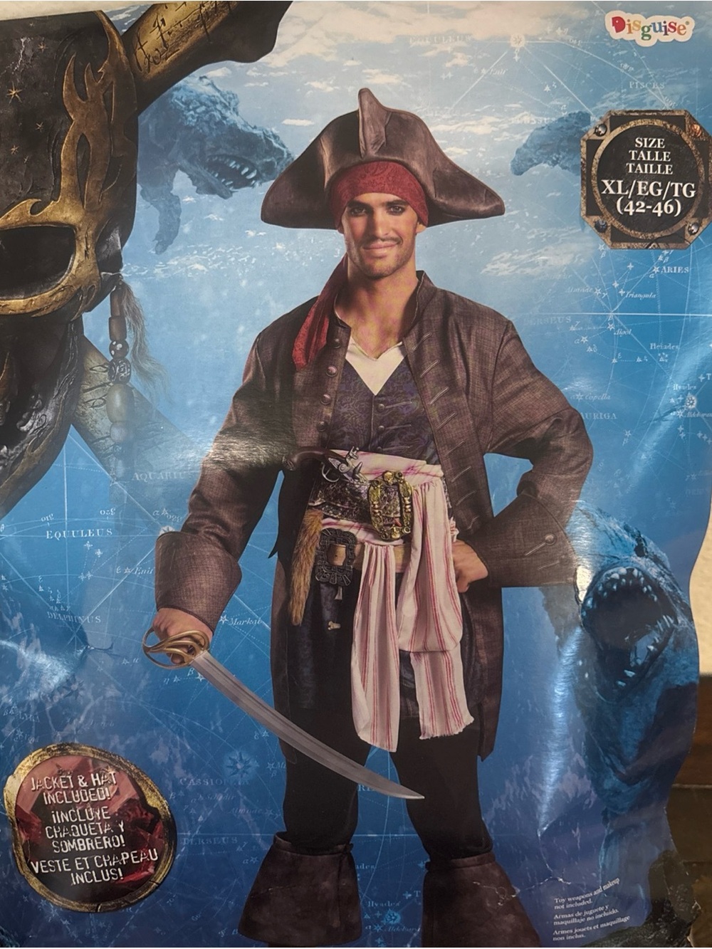 Mens Costume Pirates of the Caribbean Jack Sparrow XL